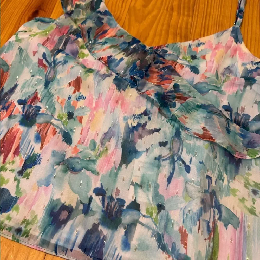 NWT Willa Story Multi Floral Blouse Tank Top Women’s SIZE LRG - Picture 4 of 9